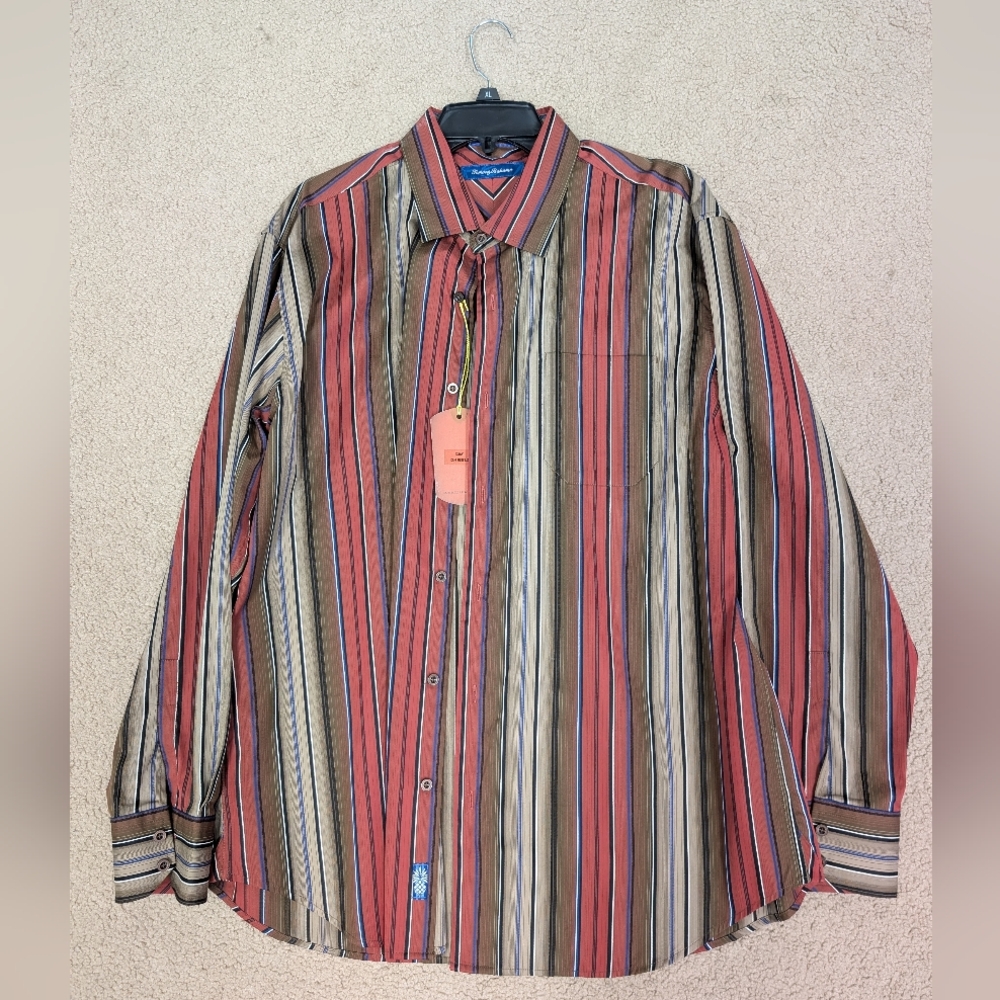 Tommy Bahama Striped Multicolor Men's Shirt. Size XL (New With Tags)